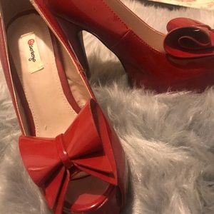 Red high heel shoes